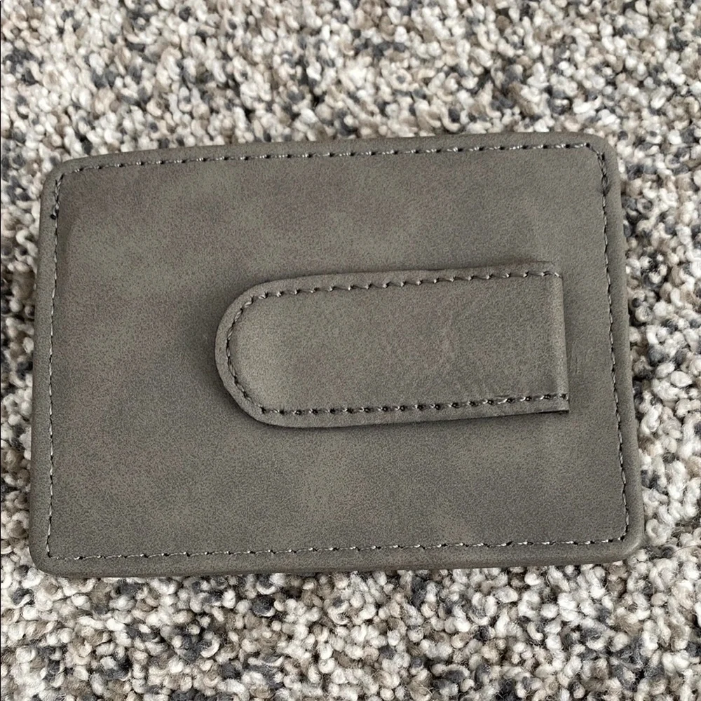 Dark Gray Leather Card Holder with Minimalist Design and OHIO STATE Logo